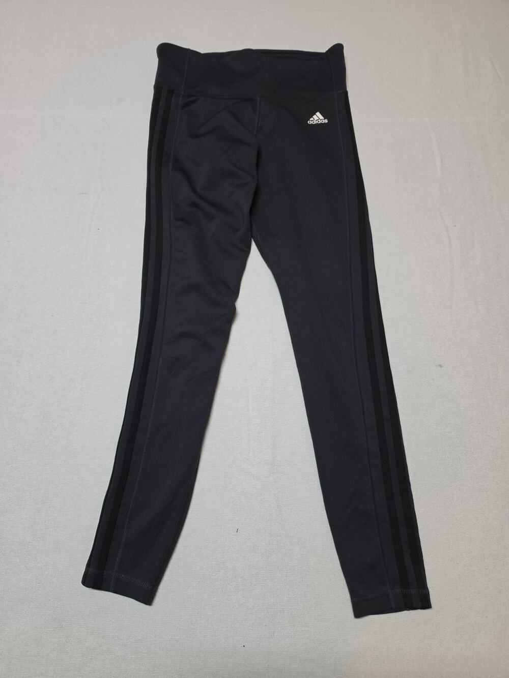 Adidas Climalite Women’s Size M Black 3 Stripe High Rise Athletic Leggings